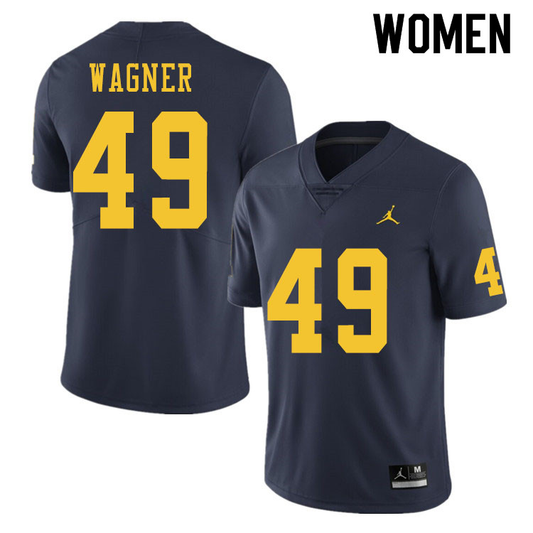 Women #49 William Wagner Michigan Wolverines College Football Jerseys Sale-Navy